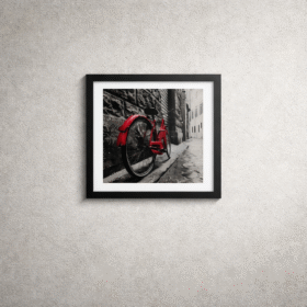 Slug:red-bicycle-street-photography-framed-wall-art