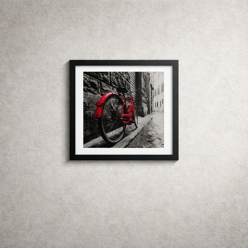 Slug:red-bicycle-street-photography-framed-wall-art