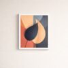 abstract-leaf-minimalist-laminated-frame-orange-navy