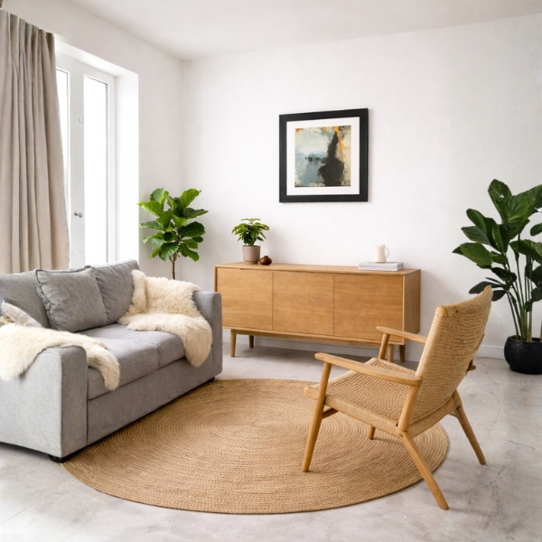 Abstract Grey & Mustard Modern Art – Black Laminated Frame (SICR00112) - Image 3