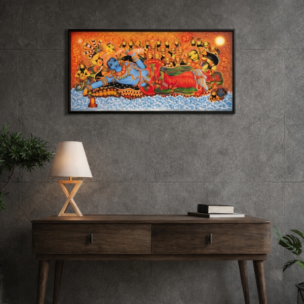 Anantha Shayana Vishnu Traditional Kerala Mural Wall Art (SICR00120) - Image 2