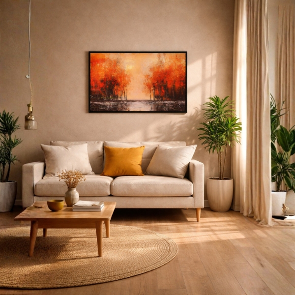 Autumn Blaze Abstract Landscape Wall Frame (SICR00122) - Image 2