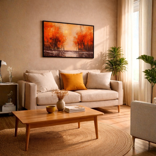 Autumn Blaze Abstract Landscape Wall Frame (SICR00122) - Image 3