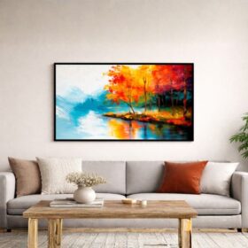 autumn-lakeside-landscape-laminated-frame-wall-art