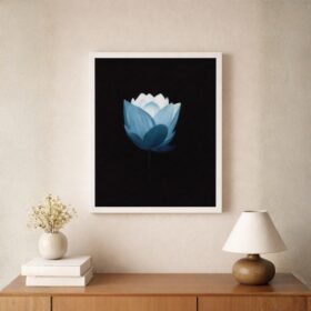 blue-lotus-bloom-laminated-wall-art-frame