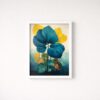 blue-yellow-tropical-leaf-laminated-wall-frame
