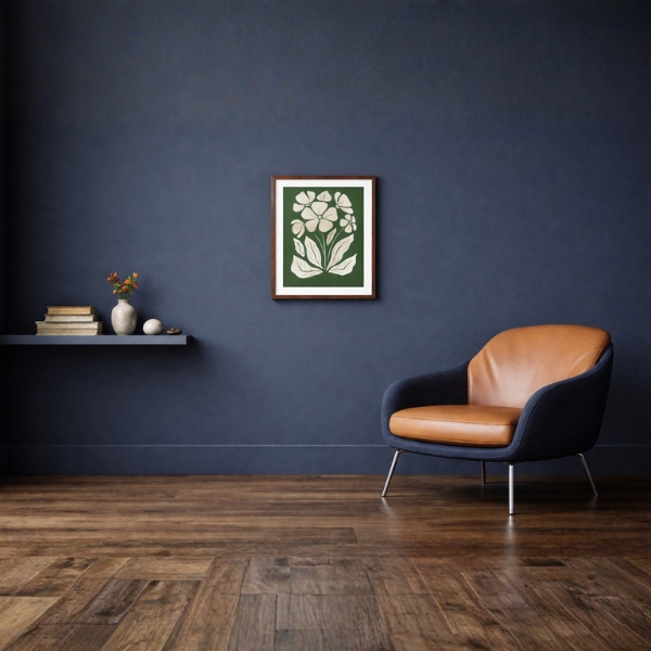 Botanical White Floral Art Laminated Frame - Green Background (SICR00132) - Image 2