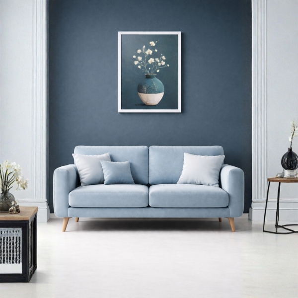 Elegant Blue & Beige Floral Vase Wall Art Frame Crimson Peak Mountain Mist Wall Art Frame (SICR00135) - Image 2