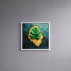 golden-emerald-leaf-abstract-wall-art-laminated-frame