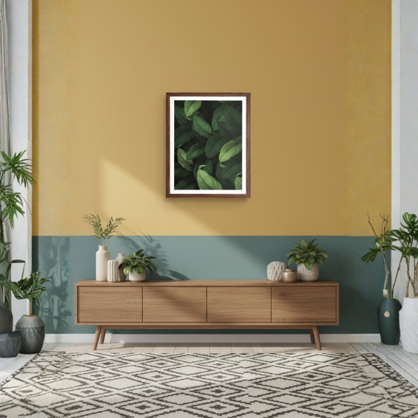 Green Botanical Leaves Wall Art – Wooden Laminated Frame (SICR00140) - Image 2