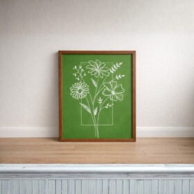 green-floral-line-art-laminated-wall-frame-20x16