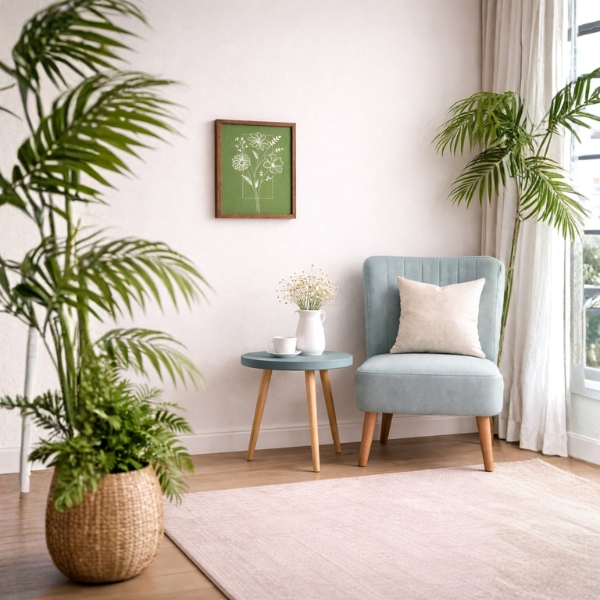 Green Floral Line Art Laminated Wall Frame (SICR00141) - Image 3