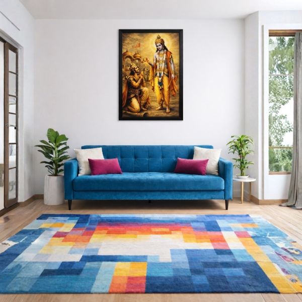 Lord Krishna Blessing Arjuna – Mahabharata Wall Art Frame (SICR00161) - Image 2