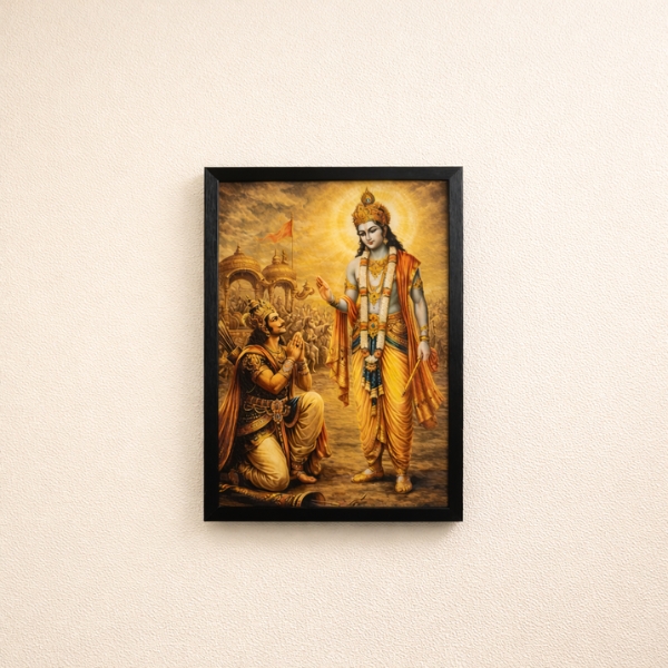 lord-krishna-blessing-arjuna-mahabharata-laminated-wall-frame