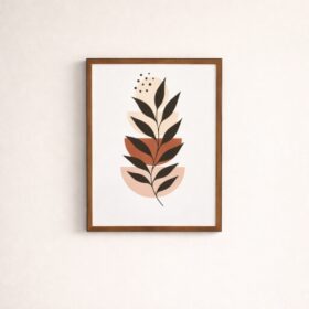 minimalist-botanical-leaf-wall-art-earth-tone-laminated-frame