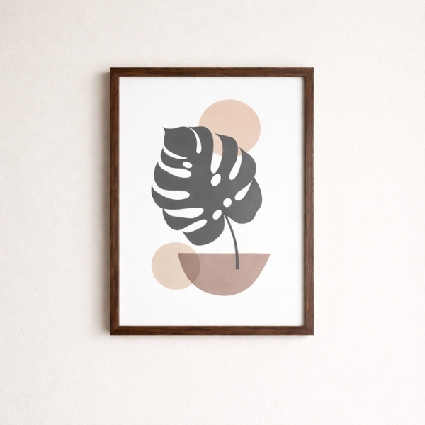 minimalist-monstera-leaf-laminated-wall-art-frame