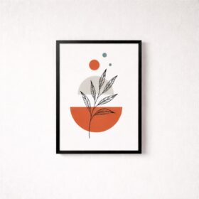 modern-abstract-botanical-orange-laminated-frame