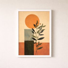 modern-abstract-sun-botanical-laminated-frame-wall-art