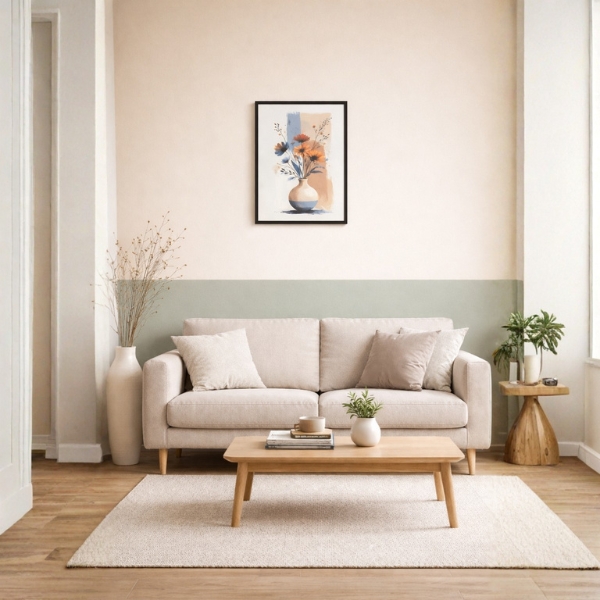 Modern Floral Vase Wall Art – Blue & Peach Abstract Design (SICR00187) - Image 2