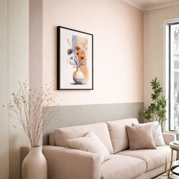 Modern Floral Vase Wall Art – Blue & Peach Abstract Design (SICR00187) - Image 3