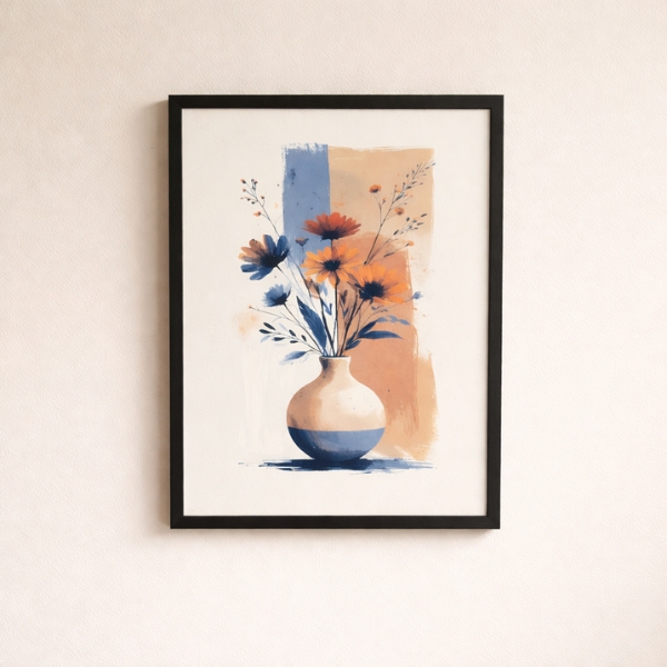 modern-floral-vase-blue-peach-laminated-frame