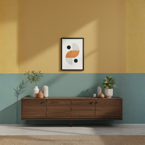 Modern Geometric Abstract Wall Art – Orange & Black (SICR00188) - Image 2