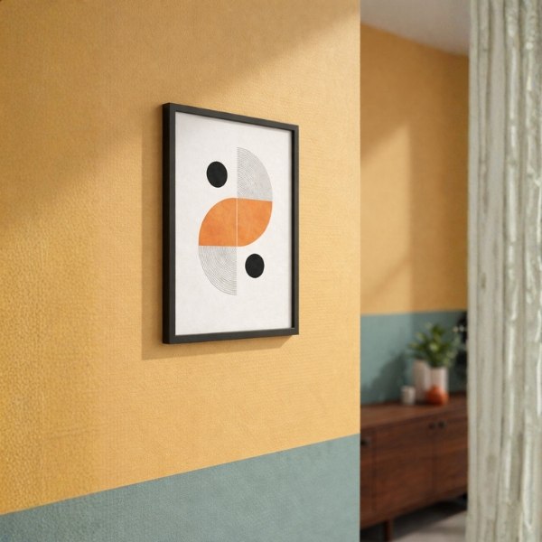 Modern Geometric Abstract Wall Art – Orange & Black (SICR00188) - Image 3