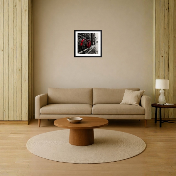 Red Bicycle Street Photography Framed Wall Art (SICR00196) - Image 2