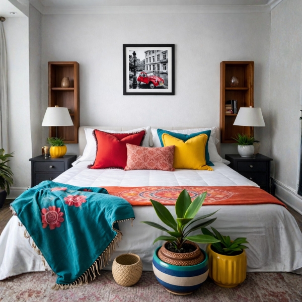 Red Vintage Car Street Photography Framed Wall Art