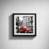 Red Vintage Car Street Photography Framed Wall Art