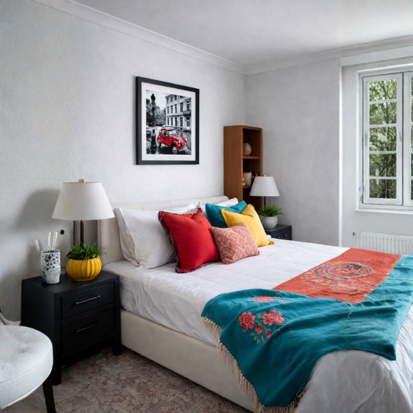 Red Vintage Car Street Photography Framed Wall Art (SICR00198) - Image 3