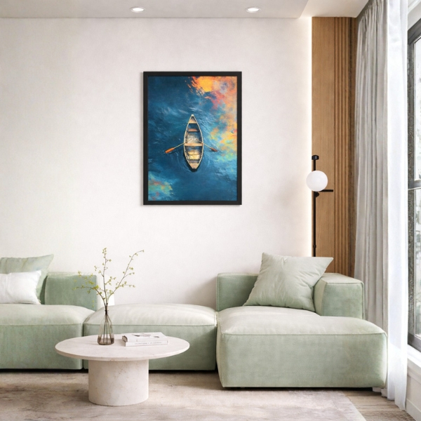 Serenity Boat in Blue Waters Wall Art (SICR00203) - Image 2