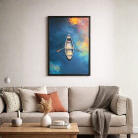 serenity-boat-blue-waters-laminated-frame