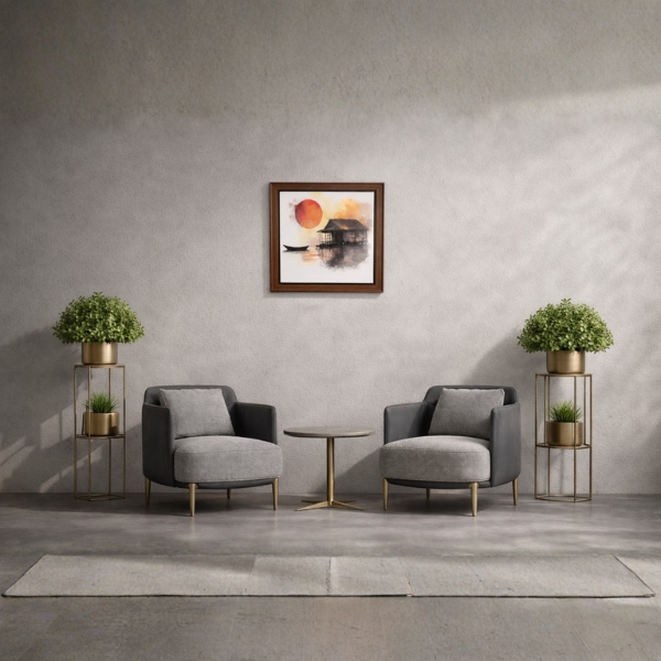 Sunset Lake House Wooden Framed Wall Art (SICR00205) - Image 2