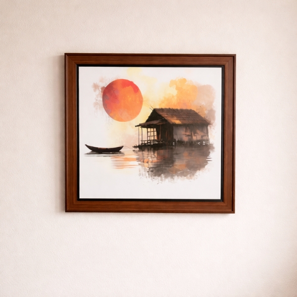 sunset-lake-house-wooden-laminated-frame-20x16