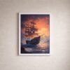 sunset-sailing-ship-laminated-wall-art-20x16