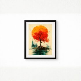 sunset-solitude-tree-laminated-wall-art-frame