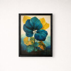 teal-mustard-botanical-leaf-laminated-wall-art-frame