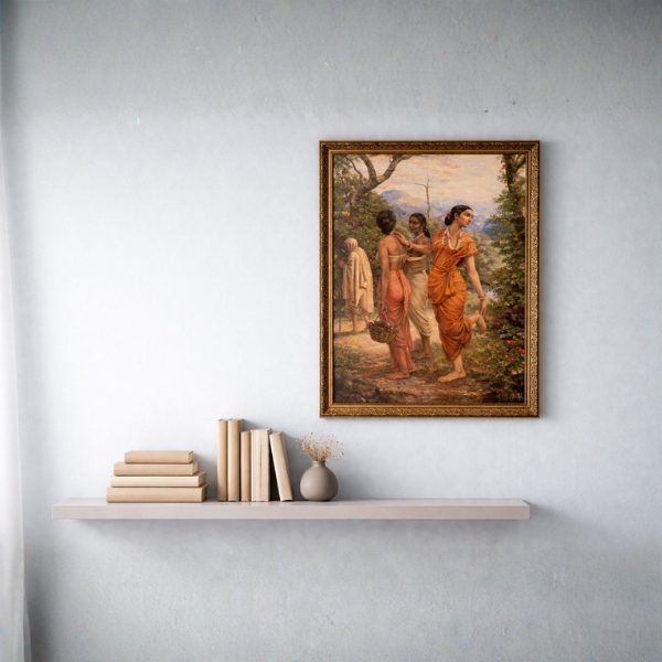 Traditional Indian Village Scene Art Laminated Frame (SICR00230) - Image 2