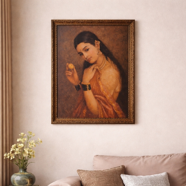 Vintage Indian Lady Traditional Art Laminated Wall Frame (SICR00226) - Image 2
