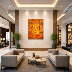 lord-ganesha-orange-floating-canvas-wall-frame-20x16