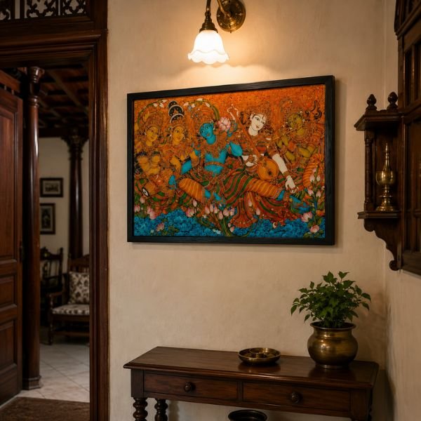 Krishna & Radha Traditional Kalamkari Art Frame ( SICR000247 ) - Image 3