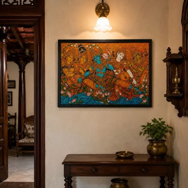 Krishna & Radha Traditional Kalamkari Art Frame ( SICR000247 )
